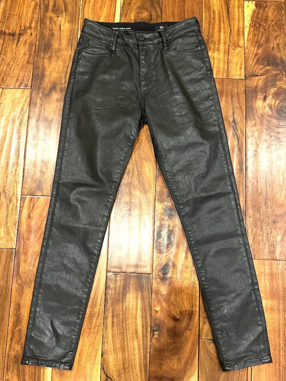 AG FARRAH SKINNY LEATHERETTE BLACK JEANS 26R NWT - Picture 2 of 9
